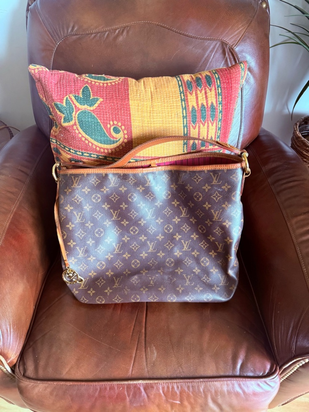 Louis Vuitton Monogram Canvas Shoulder Hobo in Brown and Tan